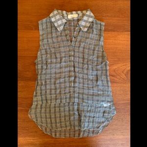 A.L.C. Plaid Sleeveless Button Top